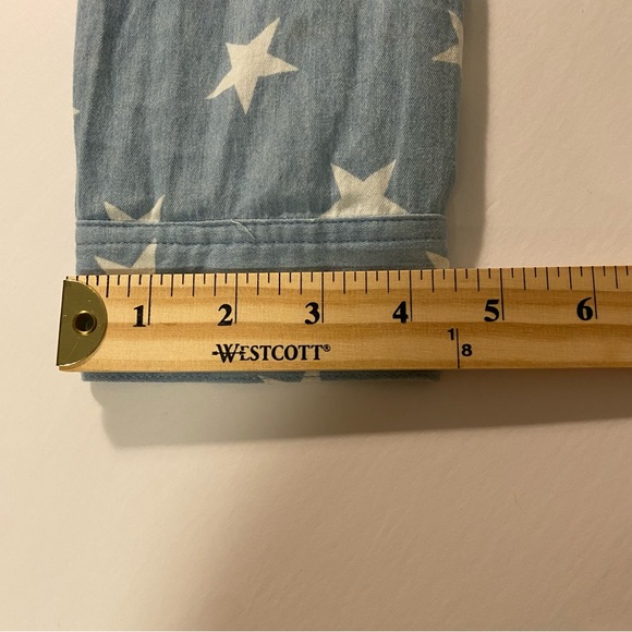 ModCloth Blue Cotton Chambray Star Print Long-Sleeve Button Shirt - Picture 15 of 15